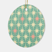 レトロミッドセンチュリースターパターンピンクとティール(緑がかった色)ミント セラミックオーナメント (左)