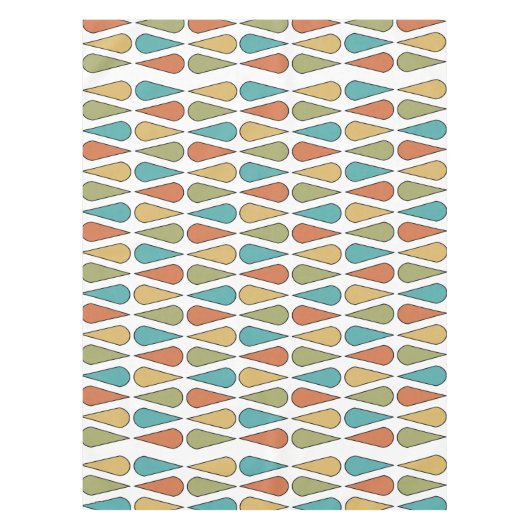 レトロミッドセンチュリーティラドロッカラフルプ テーブルクロス (正面)