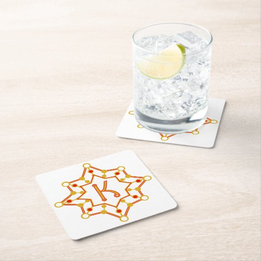 レトロミッドセンチュリーデザイン パーソナライズされた スクエアペーパーコースター (インサイチュ)