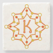 レトロミッドセンチュリーデザイン パーソナライズされた ストーンコースター (正面)