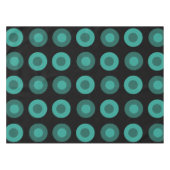 レトロミッドセンチュリードットブラックティール(緑がかった色) テーブルクロス (正面(横))