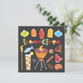 レトロミッドセンチュリーバーベキューパーティの招待状 招待状 (スタンド正面)