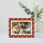 レトロミッドセンチュリーパターンハッピーホリデーズ写真 ポストカード (スタンド正面)