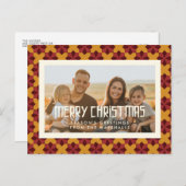 レトロミッドセンチュリーパターンメリークリスマス写真 ポストカード (正面/裏面)