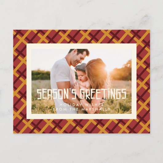 レトロミッドセンチュリーパターンSeason's Greetings写真 ポストカード (正面)