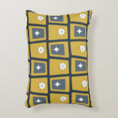 レトロミッドセンチュリーファンキーブロック2海軍、マスタード アクセントクッション (正面(垂直))