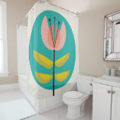 レトロミッドセンチュリーフラワー シャワーカーテン (インサイチュ)