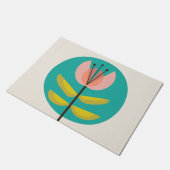 レトロミッドセンチュリーフラワー ドアマット (アングル)