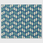 レトロミッドセンチュリーブルーパターン ラッピングペーパー (フラット)