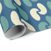レトロミッドセンチュリーブルーパターン ラッピングペーパー (ロールコーナー)