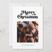 レトロミッドセンチュリーメリークリスマス2写真 シーズンカード (正面)