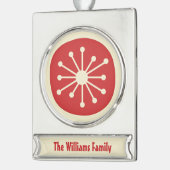 レトロミッドセンチュリーモダンアトミック時代ミニマリスト シルバープレートバナーオーナメント (左)