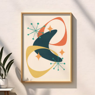 レトロミッドセンチュリーモダンアトミック時代抽象芸術 ポスター