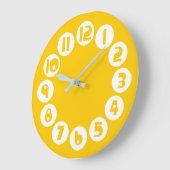 レトロミッドセンチュリーモダンイエロー ラージ壁時計 (傾斜)