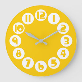 レトロミッドセンチュリーモダンイエロー ラージ壁時計