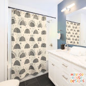 レトロミッドセンチュリーモダンオレンジブラック抽象芸術 シャワーカーテン