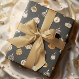 レトロミッドセンチュリーモダンオーナメントクリスマス ラッピングペーパー