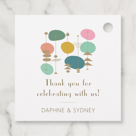 レトロミッドセンチュリーモダンカスタムウェディングありがとう フェイバータグ (裏面)