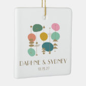 レトロミッドセンチュリーモダンカスタムウェディングフォト セラミックオーナメント (右)