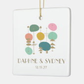 レトロミッドセンチュリーモダンカスタムウェディングフォト セラミックオーナメント (左)