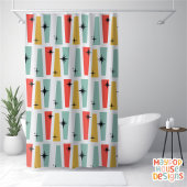レトロミッドセンチュリーモダンカラフル シャワーカーテン