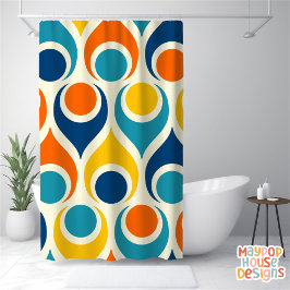 レトロミッドセンチュリーモダンカラフル シャワーカーテン
