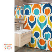 レトロミッドセンチュリーモダンカラフル シャワーカーテン
