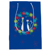 レトロミッドセンチュリーモダンキャックールトクリスマスリース ミディアムペーパーバッグ (正面)