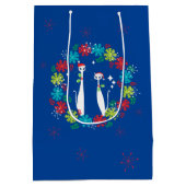 レトロミッドセンチュリーモダンキャックールトクリスマスリース ミディアムペーパーバッグ (裏面)