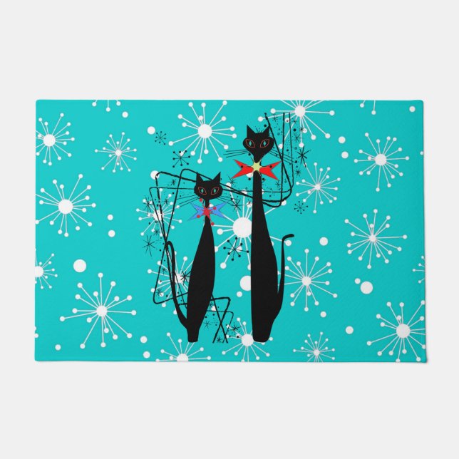 レトロミッドセンチュリーモダンキャックールト ドアマット (正面)