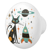 レトロミッドセンチュリーモダンキャット宇宙船 セラミックノブ (右)