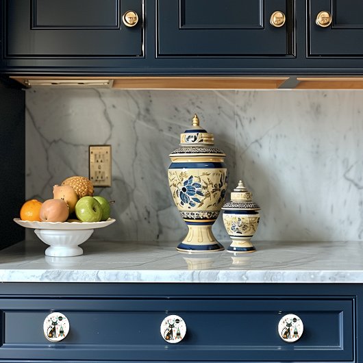 レトロミッドセンチュリーモダンキャット宇宙船 セラミックノブ