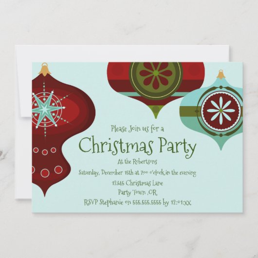 レトロミッドセンチュリーモダンクリスマスオーナメント 招待状 (正面)