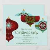 レトロミッドセンチュリーモダンクリスマスオーナメント 招待状 (正面/裏面)