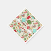 レトロミッドセンチュリーモダンクリスマスナプキンス スタンダードカクテルナプキン (角)