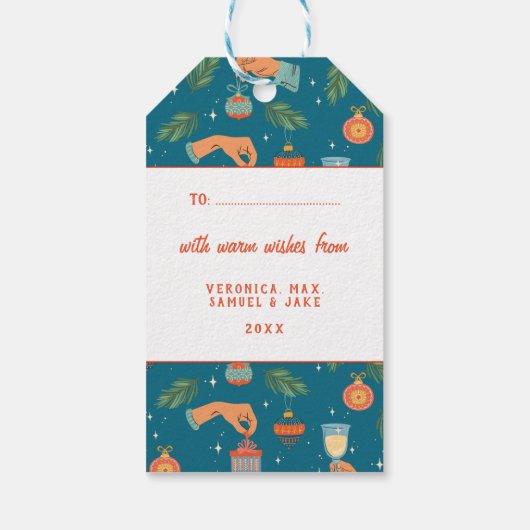 レトロミッドセンチュリーモダンクリスマスホリデーギフトTa ギフトタグ (裏面)