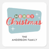 レトロミッドセンチュリーモダンクリスマス差出人住所 スクエアシール (正面)