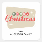 レトロミッドセンチュリーモダンクリスマス差出人住所 スクエアシール (正面)