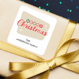 レトロミッドセンチュリーモダンクリスマス差出人住所 スクエアシール