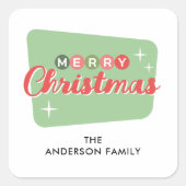 レトロミッドセンチュリーモダンクリスマス差出人住所 スクエアシール (正面)