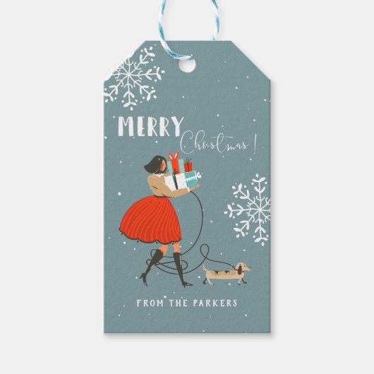 レトロミッドセンチュリーモダンクリスマス ギフトタグ (正面)