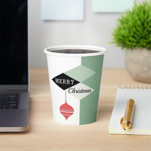 レトロミッドセンチュリーモダンクリスマス 紙コップ (インサイチュ)