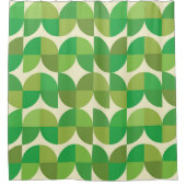 レトロミッドセンチュリーモダングリーンジオメトリパターン シャワーカーテン (正面)