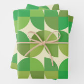 レトロミッドセンチュリーモダングリーンジオメトリパターン ラッピングペーパーシート (インサイチュ)