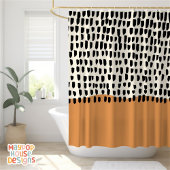 レトロミッドセンチュリーモダングリーンブラック抽象芸術 シャワーカーテン