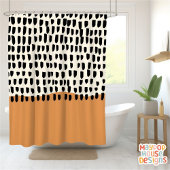 レトロミッドセンチュリーモダングリーンブラック抽象芸術 シャワーカーテン