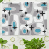 レトロミッドセンチュリーモダンコズミック抽象芸術パターン キッチンタオル (折り畳み)