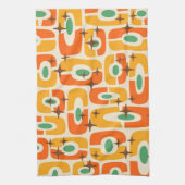 レトロミッドセンチュリーモダンコズミック抽象芸術パターン キッチンタオル (縦)