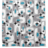 レトロミッドセンチュリーモダンコズミック抽象芸術パターン シャワーカーテン (正面)