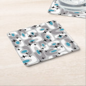 レトロミッドセンチュリーモダンコズミック抽象芸術パターン スクエアペーパーコースター (アングル)